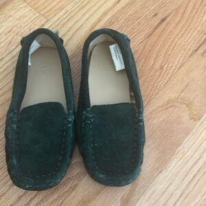 Dark green suede loafers